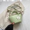 Bolsa Pequena de Mão com Textura Estilo Coreano Feminina Nova Moda 2023 Moda Primavera Bolsa Balde de Ombro Transversal ins