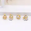 18k Ouro Verdadeiro Pentagonal Repolho Micro-incrustado Zircão Acessórios Borboleta Pulseira Pendurado DIY Colar Brincos Pingente D103