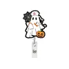 Nuevo Sostenedor de Tarjeta de Identificación Retráctil Giratorio Clip para Insignia Calabaza Fantasma Enfermera Personal Médico Hebilla Deslizante con Purpurina