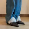 Zapatos de Tacón Alto Peludos Estilo Coreano sin Cordones para Mujer 2026 Nuevos Zapatos de Algodón Cálidos Forrados de Felpa Puntiagudos de Gama Alta