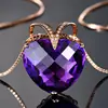 Colgante de amatista estilo coreano amatista natural amor chapado en oro rosa de 18 quilates con diamante incrustado colgante de piedra preciosa para mujer