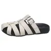 Zuecos vintage con suela de tendón de res para mujer 2026 verano nuevos pantuflas tejidas sandalias de una tira casual de moda