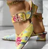 2026 Comercio Exterior Transfronterizo Estilo Europeo y Americano Coloridos Puntiagudos Tacón Grueso Florales Zapatos de Tacón Alto, Elegantes, Adelgazantes, Aumentadores de Altura, Cómodos y Duraderos