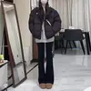 Jeans Rectos de Pierna Ancha Negros para Mujer, Nuevo Estilo Otoño e Invierno, Tallas Grandes, Cintura Alta, Adelgazantes, Elásticos, de Campana, Pantalones Largos hasta el Suelo
