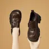 Mocassins de Solado Grosso Feminino 2026 Outono Novo Estilo Sapatos Femininos que Aumentam a Altura Estilo Britânico Solado Macio Confortável Bico Redondo Pequenos Sapatos de Couro