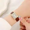 Reloj Femenino Transfronterizo Elegante Moda Estilo Universitario Esfera con Números Romanos Rectangular Nicho Correa de Acero Reloj de Cuarzo