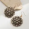 Brincos Pingente He Ming Transfronteiriços Mais Vendidos Estilo Retrô Exagerado com Diamante Turquesa Moda Feminina Brincos de Alta Qualidade Estilo Étnico