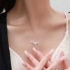 Collar con colgante de flor de circonita y estrellas de plata de ley S999, diseño de nicho de lujo, cadena elegante para clavícula.