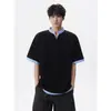 Camiseta de Manga Corta Falsa de Dos Piezas Estilo Americano para Hombre, Nueva Tendencia Verano 2026 Marca Suelta Casual Top de Media Manga para Hombre