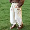 Calças de Algodão com Renda para Meninas, Estilo Primavera e Outono, Novidade 2025 Tendência Calças Longas Esportivas Casuais Infantis, Calças Jogger de Primavera