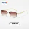Nuevas Gafas de Sol Cuadradas para Mujer, Gafas de Sol Sin Montura Modernas y de Alta Gama, Gafas de Sol Ligeras de Lujo Anti-UV