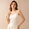 Camisola de Seda para Niña de Verano, Cómoda y Transpirable con Encaje en la Espalda, con Copas Integradas, Camiseta sin Mangas de Sensación Natural para Usar por Capas