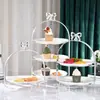 Mesa de postres multicapa de estilo europeo, soporte para pasteles, soporte de tres capas en relieve, plato para pasteles, bandeja de frutas para postres, soporte para pasteles para el té de la tarde