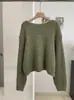 KEKEZOON Estilo Coreano Sencillo Versátil Otoño Invierno Cuello Redondo Color Sólido Suéter de Punto Manga Larga para Mujer 9350