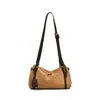 Bolsa Boston Suede Estilo Retrô Maillard para Mulheres, Bolsa de Ombro tipo Almofada em Couro Genuíno, Bolsa Grande para Ombro e Transversal para o Dia a Dia