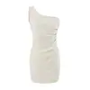 Vestido sexy ajustado de estilo francés con cintura fruncida para mujer, nuevo vestido corto elástico bodycon sin mangas de verano 2026