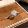 Anillo Octogonal Nuevo Estilo para Transmisión en Vivo, Corte Milenio Rosa, Verde-Morado Deslumbrante, Anillo de Flor de Rosa con Diamante de Alto Carbono, Anillo de Diamante