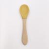 Aliexpress Mais Vendido em Estoque Colher de Treino para Comer Infantil Colher com Cabo de Madeira Garfo Colher Macia de Silicone