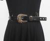 Elegante cinturón delgado de remaches plateados con hebilla de pasador para combinar con todo, cinturón para jeans de mujer, accesorios estrechos decorativos para vestido, moda