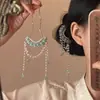 Novo grampo de cabelo verde em forma de U com lótus estilo chinês para mulheres, grampo de cabelo com borla estilo antigo, acessório de cabelo para cheongsam, grampo de cabelo com tendência nacional, ornamento de cabelo Hanfu
