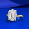 Anillo Mujing Jewelry de Plata S925 Modelo Transfronterizo Europeo y Americano de Diamante Blanco Redondo Facetado de 6*8mm Chapado en Oro