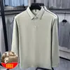 Camiseta de Manga Larga para Hombre Solapa Papá Otoño Invierno Manga Larga Casual Holgada Camisa POLO Capa Base Superior Hombres