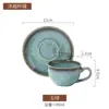 Taza y platillo para espresso estilo europeo 80ML juego de taza y platillo de cerámica cocida en horno vintage para cafeterías, uso comercial, venta al por mayor desde el fabricante