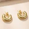 Brincos em U para Mulheres de Novo Produto Transfronteiriço, Brincos Redondos da Moda de Luxo Leve, Fabricante Atacadista de Brincos de Aço Inoxidável Banhado a Ouro 18K