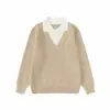 Yidao Vintage 2026 Outono Novo Estilo Japonês Retrô Old Money Visual Duas Peças Gola Camisa Color Block Suéter de Tricô