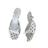 Sandalias de Lunares para Verano, Ropa de Exterior para Mujer, Lazo Blanco Estilo Francés, Sandalias de Una Correa, Pantuflas de Tacón Bajo, Zapatos 2026