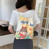 Mochila con Cordón de Dibujos Animados de Conejito Retro Original Bolsa de Lona de Gran Capacidad para Mujer Nueva 2025 Mochila de Viaje para Estudiante
