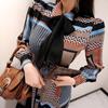 Nova Saia Longa Estilo Coreano com Cintura Elegante de Laço, Vestido Camisa de Saia Grande Elegante de Botão Único
