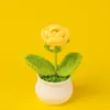 Terminado Punto de Cruz Tejido Lana Girasol Maceta Margarita Nomeolvides Flor Artificial Lirio Adornos Día de San Valentín
