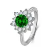 Moda Europeia e Americana anel elegante de floco de neve e girassol anel elegante de floco de neve com zircônia colorida cravejado de diamantes anel em forma de flor