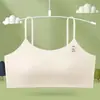 Sujetador Inalámbrico Estilo Chaleco de Perro Color Canela para Niñas, Transpirable de Seda de Hielo, Correa Fina, para Adolescentes y Mujeres Jóvenes