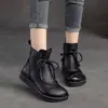 Botines Planos de Estilo Étnico Retro Otoño/Invierno para Mujer 2026 Nueva Moda Suela Suave Versátiles Cómodos Punta Redonda Botas para Madre