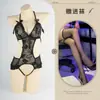 Body de encaje Pure Desire Sexy con entrepierna abierta Tentación de no quitarse Pecho pequeño Uniforme Pijamas Body de encaje morado para mujer