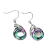 Pendientes circulares europeos y americanos de estilo deslumbrante con circonitas, incrustados con diamantes, pendientes de gancho de circonita de gradiente colorido