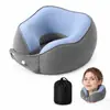 Travesseiro de pescoço de viagem portátil multifuncional e lavável, removível e lavável, de nylon e seda gelada da Amazon com espuma de memória de armazenamento