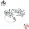 Anillo Evelle S925 de plata esterlina con diseño de trigo brillante, venta transfronteriza, anillo ajustable con apertura de circonitas bañadas en platino.