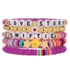 Pulsera de Arcilla Polimérica Elástica de Color Mixto Más Vendida Transfronteriza Corazón Tai Chi Yin Yang Conjunto de Pulseras de Arcilla Polimérica Pulseras Apilables para Pareja