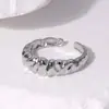 Anillo de Acero Inoxidable Europeo y Americano Transfronterizo para Mujer, Abierto, No se Desvanece, Goteo de Aceite, Simple, Moderno y Personalizado, Joyería para Mano de Mujer