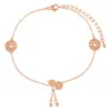 Tobillera de Calabaza con Borla de Nuevo Estilo que Atrae la Fortuna para Mujeres, Joyería para el Pie de Acero de Titanio con Baño de Oro PVD Estilo Ins