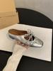 Zapatillas de Media Pantufla con Elevación Interior para Mujer para Usar en Verano, Sandalias Plateadas, Zapatos de Tacón de Cuña Estilo Francés Estilo Hada con Suela Gruesa