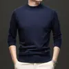 Suéter de lana, lavable a máquina, camiseta básica de punto para hombre, suéter de color liso para otoño, cálido, de cuello semi-alto