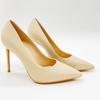 Estilo francês elegante pontudo cor sólida salto alto feminino raso salto agulha sapatos slip-on comutador profissional OL sapatos de trabalho
