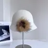 Acessórios Intercambiáveis, Chapéu Bacia de Lã Fashion para Mulheres, Chapéu de Sino Estilo Ladylike para Outono e Inverno, Chapéu de Pescador Elegante e Versátil Tendência