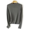 60 Pcds Suéter de Merino Peinado Yangzi para Mujer de Lana Pura Cuello Redondo Ajustado Combinable Camiseta Básica Manga Larga Otoño e Invierno