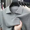 Explosões Vivas Algodão Puro Gola Camisa Abacaxi Tricô Manga Curta Camiseta Masculina Verão Fina Moda Masculina Gola V Camisa POLO