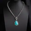 Collar turquesa transfronterizo europeo y americano, cadena para la clavícula multicapa de estilo étnico bohemio, cadena de suéter de cuentas de colores